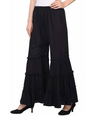 Black plain rayon regular_fit sharara 3