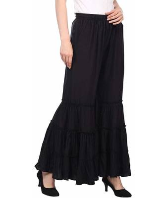 Black plain rayon regular_fit sharara 4