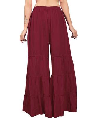 Maroon plain rayon regular_fit sharara 2