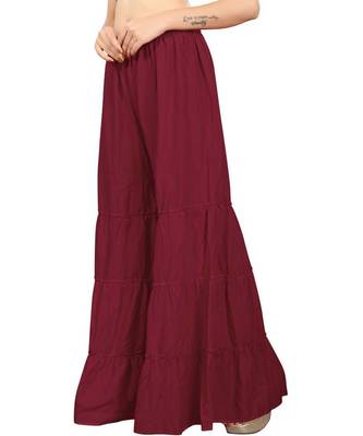 Maroon plain rayon regular_fit sharara 3