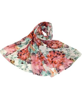 orange floral print Polyester scraf 1