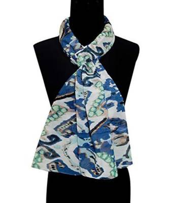 blue floral print Polyester scraf 1