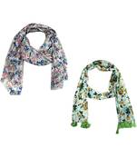 multicolor floral print Polyester scraf