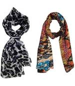 multicolor floral print Polyester scraf