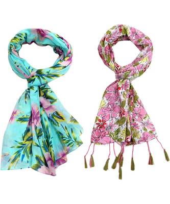 multicolor floral print Polyester scraf 1