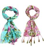 multicolor floral print Polyester scraf
