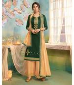 Partywear Green Jam Cotton Silk Un-Stitched Plazzo Suits