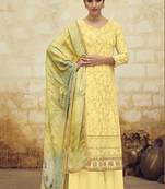 Yellow embroidered faux georgette salwar