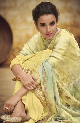 Yellow embroidered faux georgette salwar 2