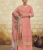 Pink embroidered faux georgette salwar