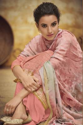 Pink embroidered faux georgette salwar 2