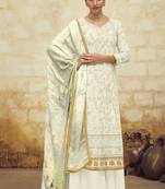 White embroidered faux georgette salwar