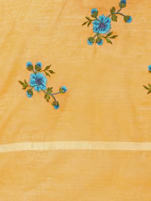 Yellow Cotton Silk Embroidered Womens Dupatta 4