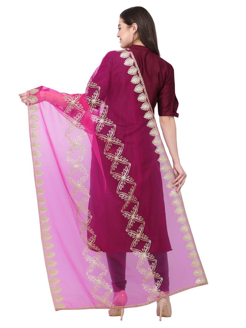 Rani Pink Net Gota Work Womens Dupatta