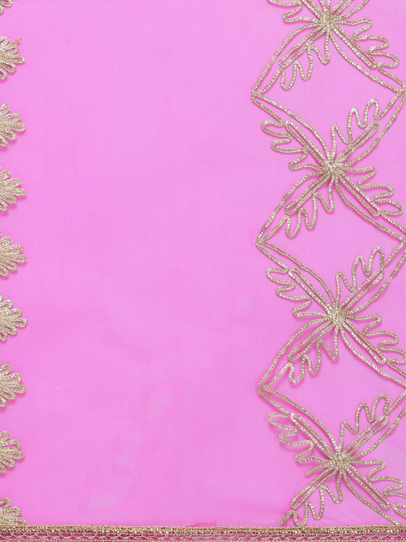 Rani Pink Net Gota Work Womens Dupatta