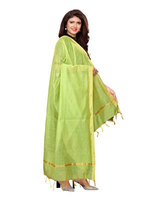 Green Cotton Silk Zari Patta Womens Dupatta 3