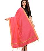 Pink Cotton Silk Zari Patta Womens Dupatta