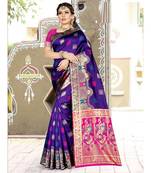 Women purple Designer Banarasi silk saree with Blouse