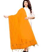 Yellow Cotton Silk Zari Patta Womens Dupatta