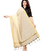 Beige Cotton Silk Zari Patta Womens Dupatta