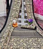 Black printed cotton saree with blouse