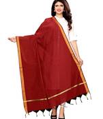 Maroon Cotton Silk Zari Patta Womens Dupatta