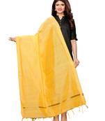 Yellow Cotton Silk Zari Patta Womens Dupatta