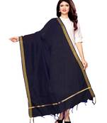 Navy Blue Cotton Silk Zari Patta Womens Dupatta