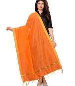 Orange Cotton Silk Zari Patta Womens Dupatta