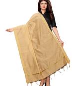 Beige Cotton Silk Zari Patta Womens Dupatta