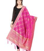 Pink Poly silk Banarasi Womens Dupatta