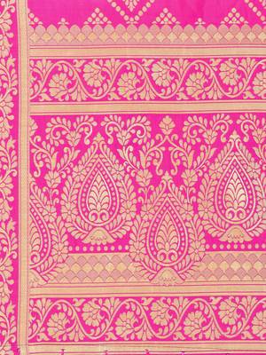 Pink Poly silk Banarasi Womens Dupatta 4