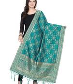 turquoise Poly silk Banarasi Womens Dupatta