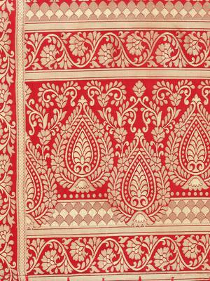 Red Poly Silk Banarasi Womens Dupatta 4