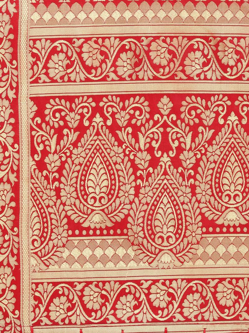 Red Poly Silk Banarasi Womens Dupatta