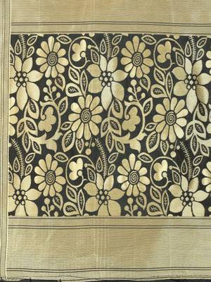 Black Poly silk Banarasi Womens Dupatta 4