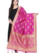 Pink Poly Silk Banarasi Womens Dupatta
