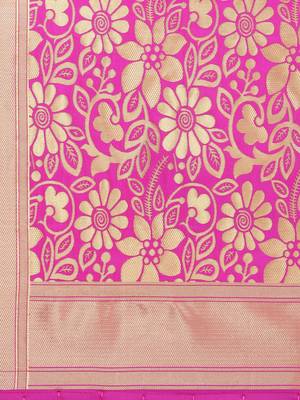 Pink Poly Silk Banarasi Womens Dupatta 4