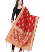 Red Poly Silk Banarasi Womens Dupatta