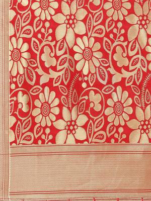 Red Poly Silk Banarasi Womens Dupatta 4