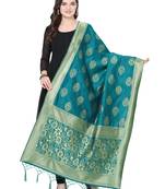 Turquoise Poly Silk Banarasi Womens Dupatta