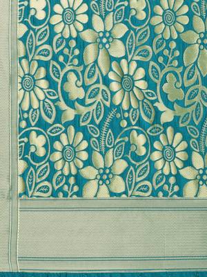 Turquoise Poly Silk Banarasi Womens Dupatta 4