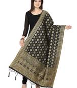 Black Poly Silk Banarasi Womens Dupatta
