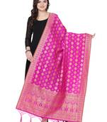 Pink Poly Silk Banarasi Womens Dupatta