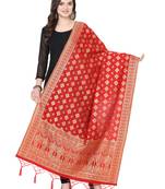 Red Poly Silk Banarasi Womens Dupatta