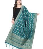 Turquoise Poly Silk Banarasi Womens Dupatta