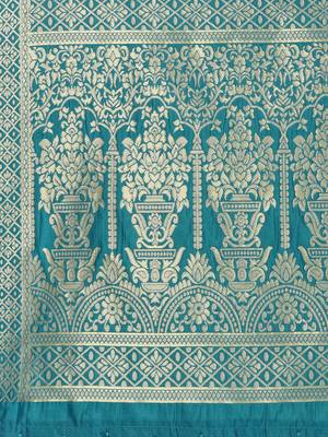 Turquoise Poly Silk Banarasi Womens Dupatta 4