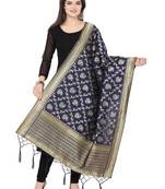 Navy Blue Poly Silk Banarasi Womens Dupatta