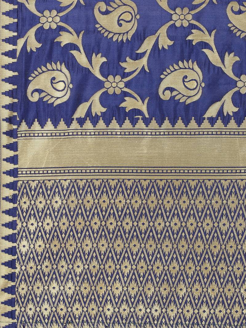 Navy Blue Poly Silk Banarasi Womens Dupatta