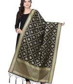 Black Poly Silk Banarasi Womens Dupatta